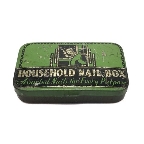 Vintage Household Nail Box' Assorted Nails For Every Purpose' 